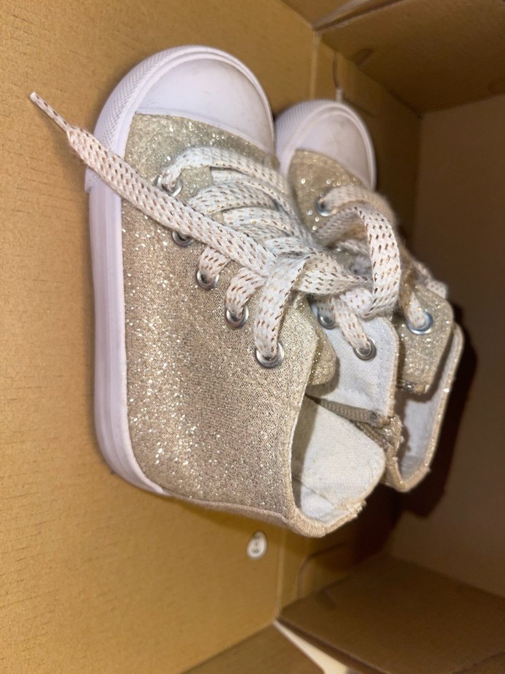 Cynthia Rowley Kids Glitter High-Top Sneakers in Gold Sparkle